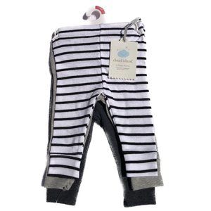 Cloud Island Newborn 3 Pack Pants Black Gray Striped Unisex NB